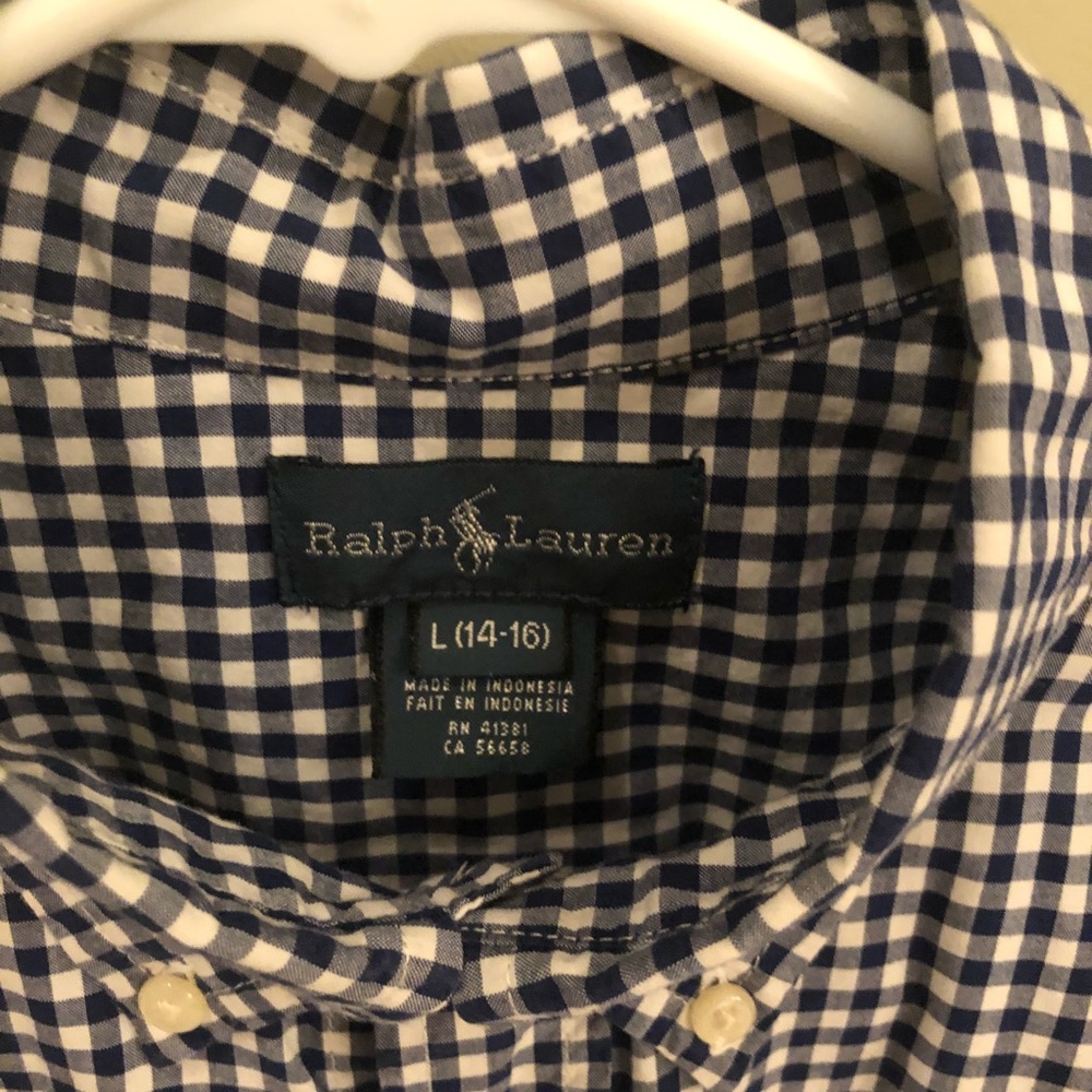 Youth Ralph Lauren navy and white button down